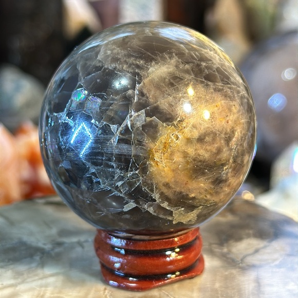 🔥SALE🔥 Moonstone Crystal Sphere With Rainbows And Flash! - Picture 13 of 16